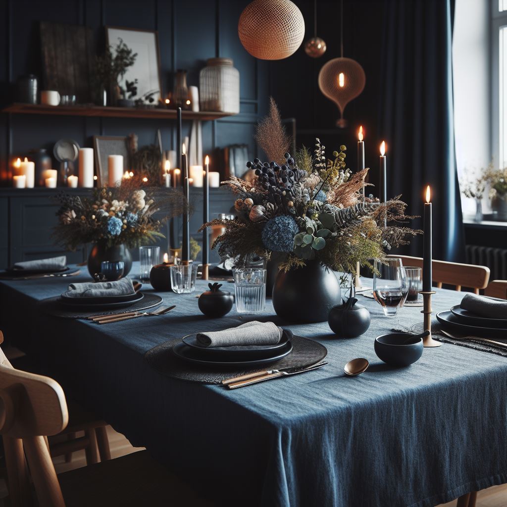 Blue Linen Tablecloth - FlaxLin Eco Textiles