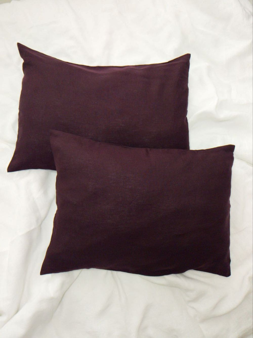 Set of Dark Purple Linen Pillowcases - FlaxLin Eco Textiles