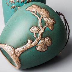 Artistic Ceramic Tea Caddy Collection: Hand-Painted Elegance for Tea Storage - FlaxLin Eco Textiles