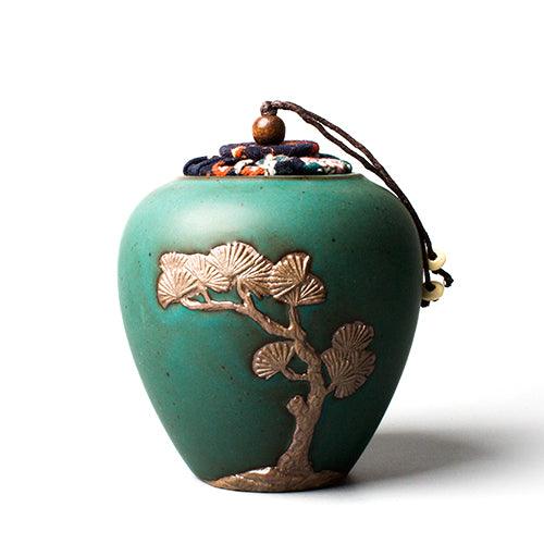 Artistic Ceramic Tea Caddy Collection: Hand-Painted Elegance for Tea Storage - FlaxLin Eco Textiles