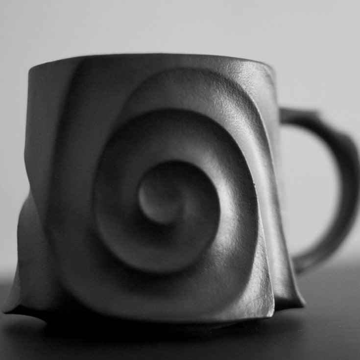 Black Handmade Ceramic Mug - Frosted Glaze Elegance with High-Temperature Firing -  - FlaxLin Eco Textiles