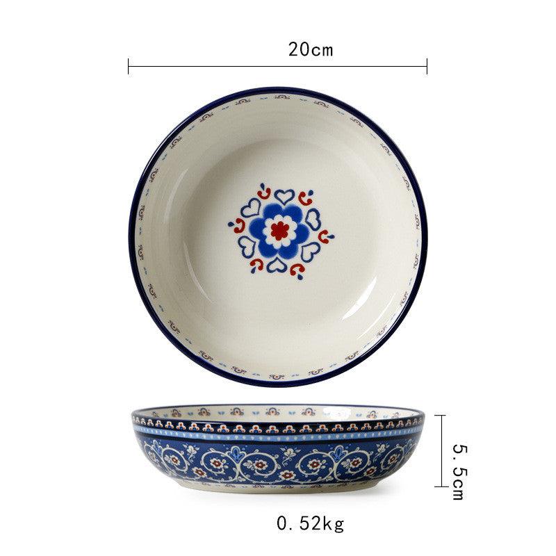 Blossoming Pastoral Elegance: Ceramic Home Dinner Plate - FlaxLin Eco Textiles