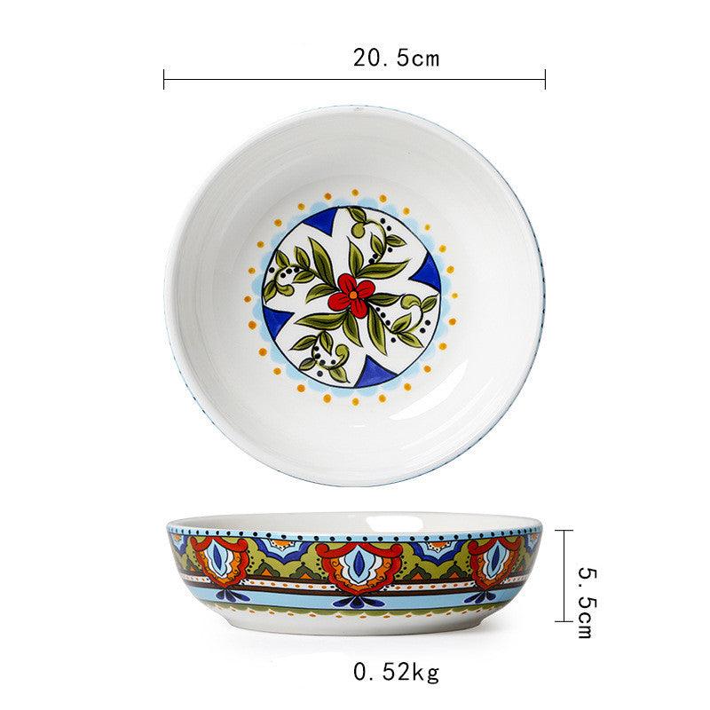 Blossoming Pastoral Elegance: Ceramic Home Dinner Plate - FlaxLin Eco Textiles