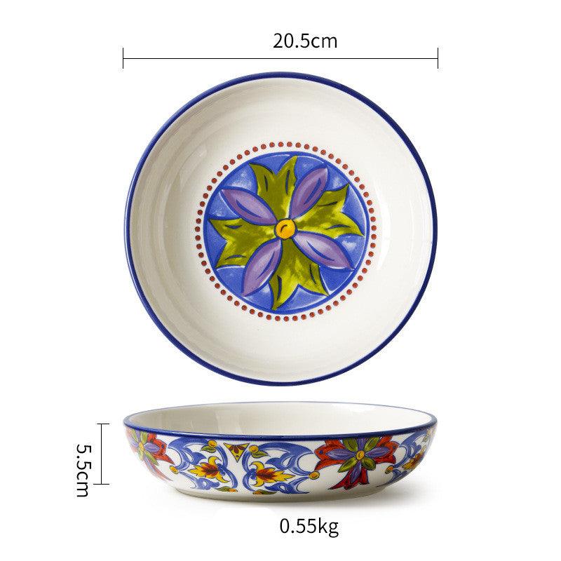 Blossoming Pastoral Elegance: Ceramic Home Dinner Plate - FlaxLin Eco Textiles