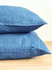 Blue Linen Pillowcase Set (2 pieces) - label, Linen pillowcase, Pillowcase set - FlaxLin Eco Textiles