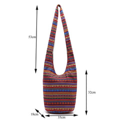 Bohemian Charm: Folk Style Ladies' Bucket Bag Handbag & Shoulder Bag Combo - FlaxLin Eco Textiles