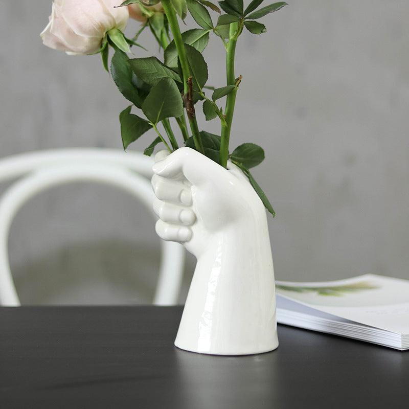 Creative hand-shaped ceramic vase - FlaxLin Eco Textiles