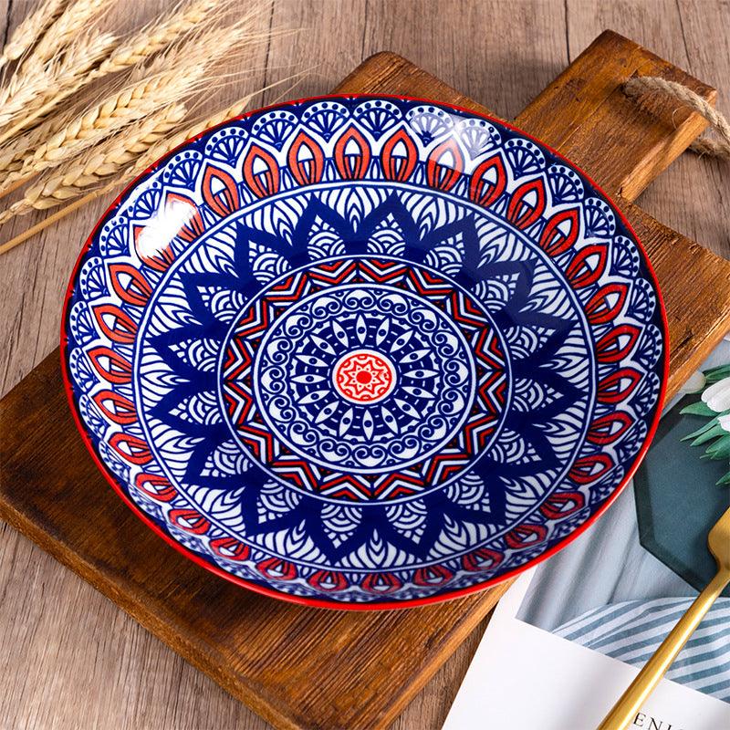 Elegance Defined: Hand-Painted Underglaze Ceramic Plate - FlaxLin Eco Textiles