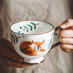 Enchanted Forest Animal Ceramic Mug: A Blend of Retro & Whimsy - FlaxLin Eco Textiles