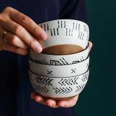 Hand-Painted Ceramic Breakfast Bowls: A Frosted Delight for Parent & Child - FlaxLin Eco Textiles