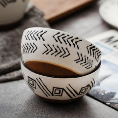 Hand-Painted Ceramic Breakfast Bowls: A Frosted Delight for Parent & Child - FlaxLin Eco Textiles