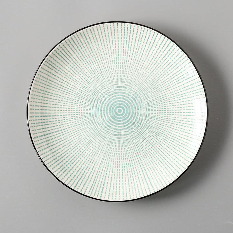 Japanese Artistry: Large Flat Ceramic Plate - FlaxLin Eco Textiles