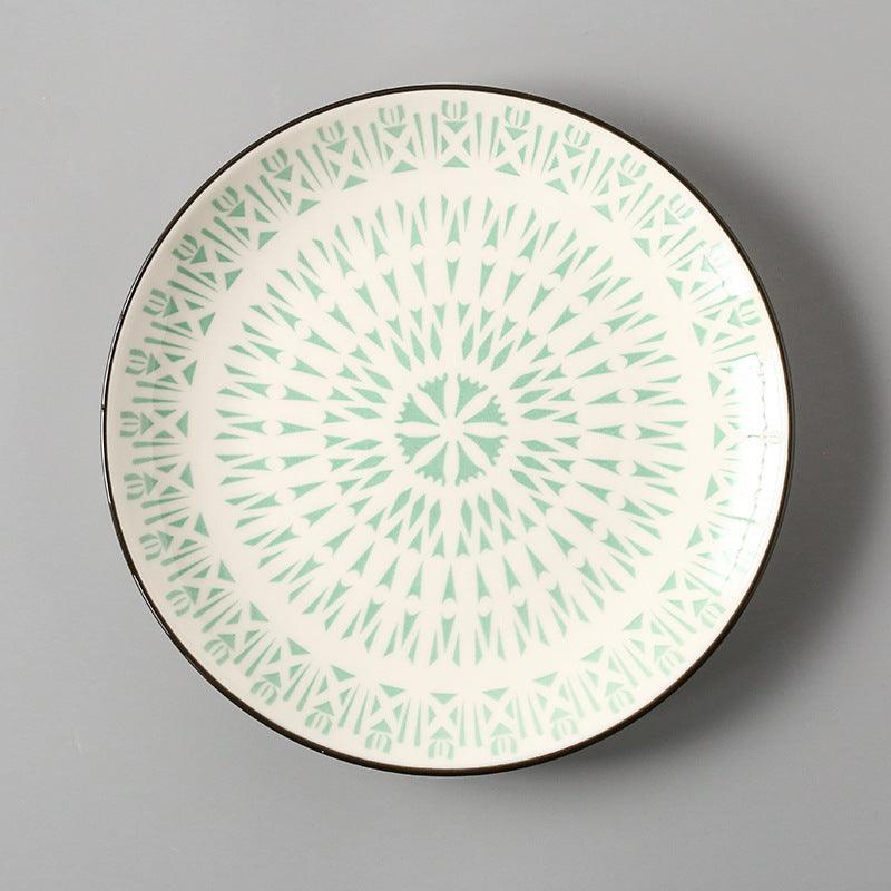 Japanese Artistry: Large Flat Ceramic Plate - FlaxLin Eco Textiles