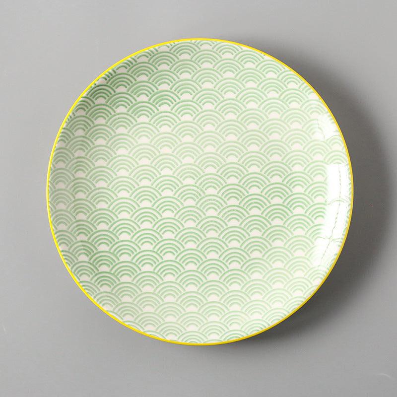 Japanese Artistry: Large Flat Ceramic Plate - FlaxLin Eco Textiles