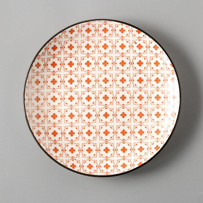 Japanese Artistry: Large Flat Ceramic Plate - FlaxLin Eco Textiles