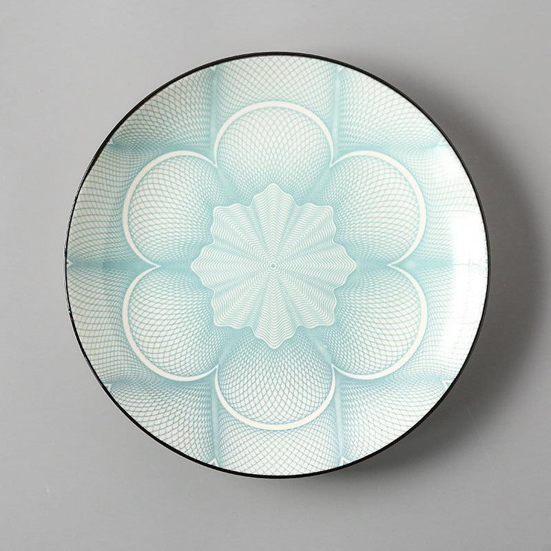 Japanese Artistry: Large Flat Ceramic Plate - FlaxLin Eco Textiles