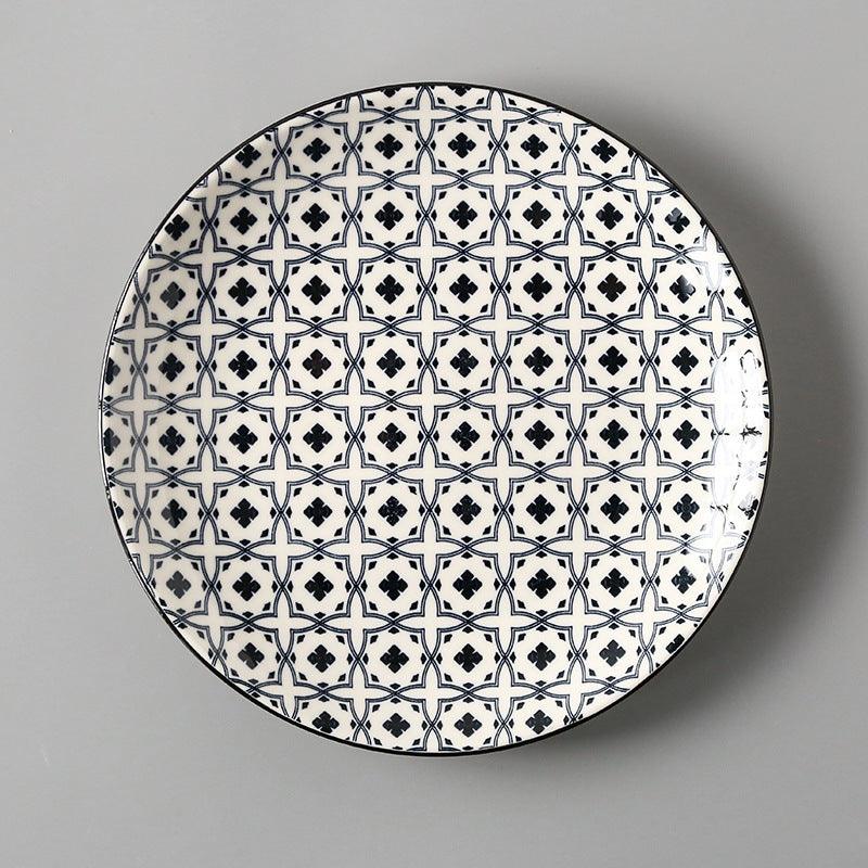 Japanese Artistry: Large Flat Ceramic Plate - FlaxLin Eco Textiles