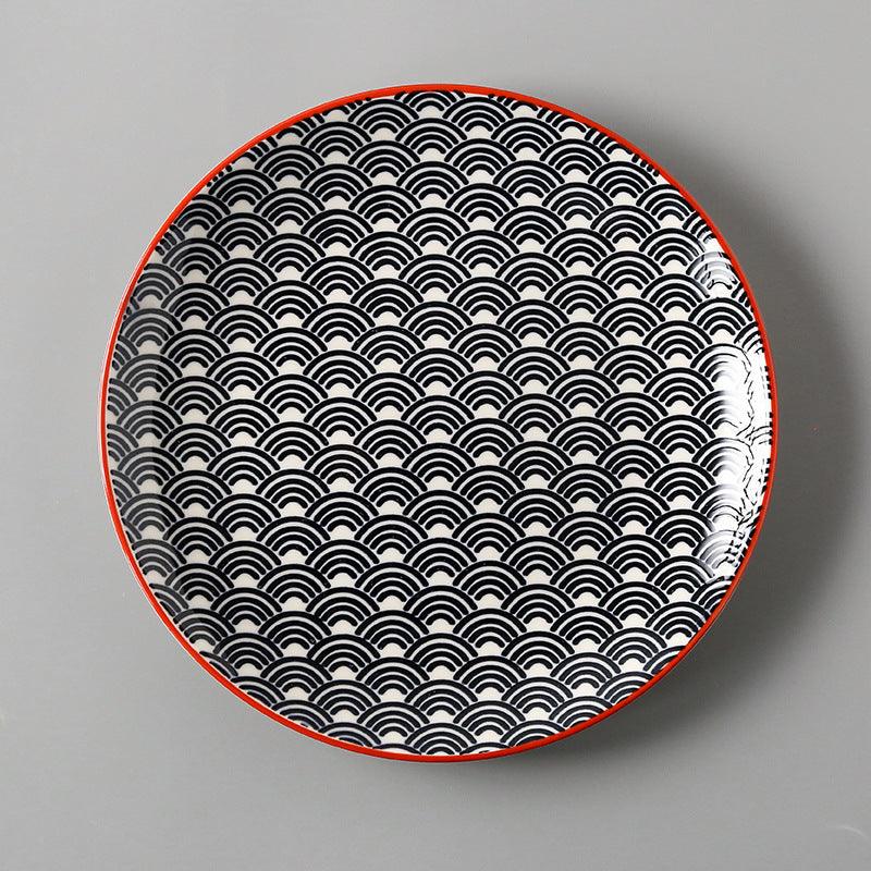 Japanese Artistry: Large Flat Ceramic Plate - FlaxLin Eco Textiles