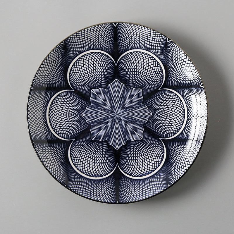 Japanese Artistry: Large Flat Ceramic Plate - FlaxLin Eco Textiles