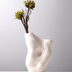 Light Luxury Honeycomb Ceramic Vase - Modern Nordic Elegance - FlaxLin Eco Textiles