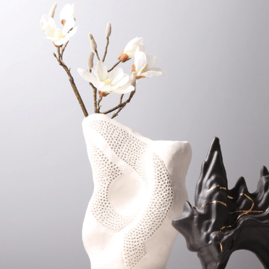 Light Luxury Honeycomb Ceramic Vase - Modern Nordic Elegance - FlaxLin Eco Textiles