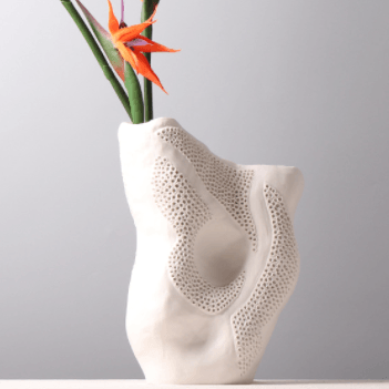 Light Luxury Honeycomb Ceramic Vase - Modern Nordic Elegance - FlaxLin Eco Textiles