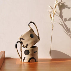 Geometric Pattern Handmade Ceramic Mug - Nordic Style Elegance -  - FlaxLin Eco Textiles