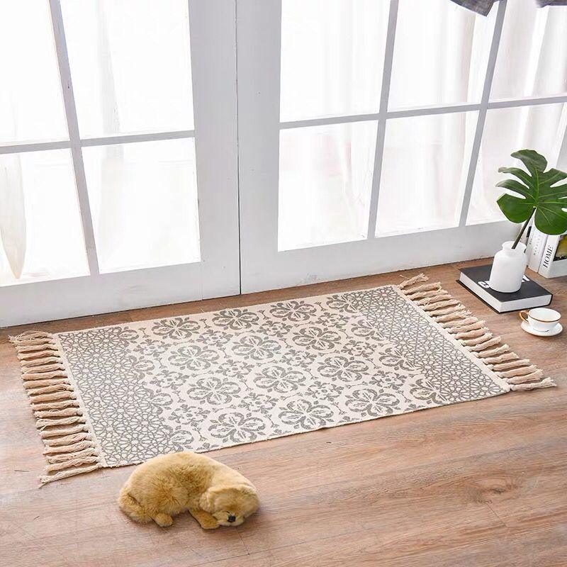 Scandinavian Style Hand-Woven Linen Cotton Rug - FlaxLin Eco Textiles