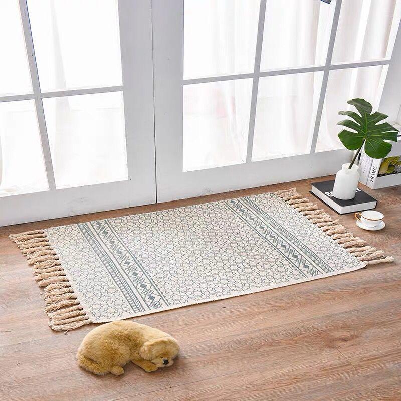 Scandinavian Style Hand-Woven Linen Cotton Rug - FlaxLin Eco Textiles