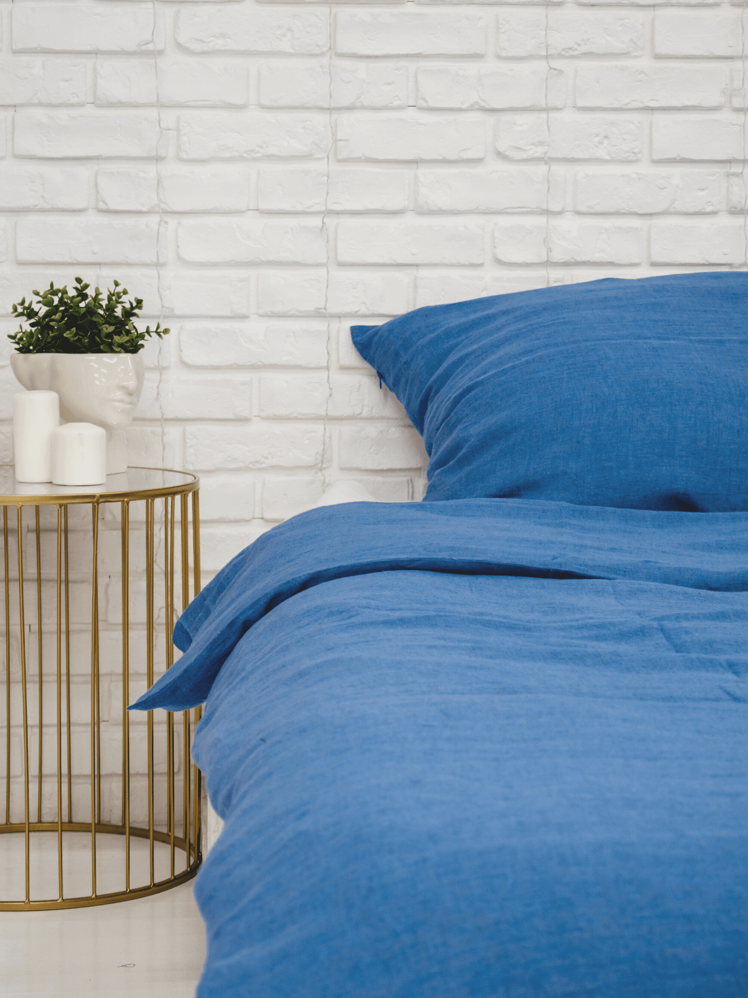 Blue Soft Linen Bedding Set (The set includes 4 items of blue color) - Bedroom, label, Linen bedding set - FlaxLin Eco Textiles