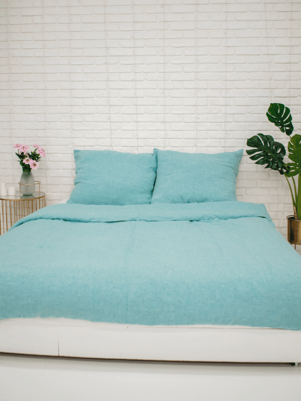 Green Melange Soft Linen Bedding Set (The set includes 4 items of green melange color) - Bedroom, Linen bedding set - FlaxLin Eco Textiles