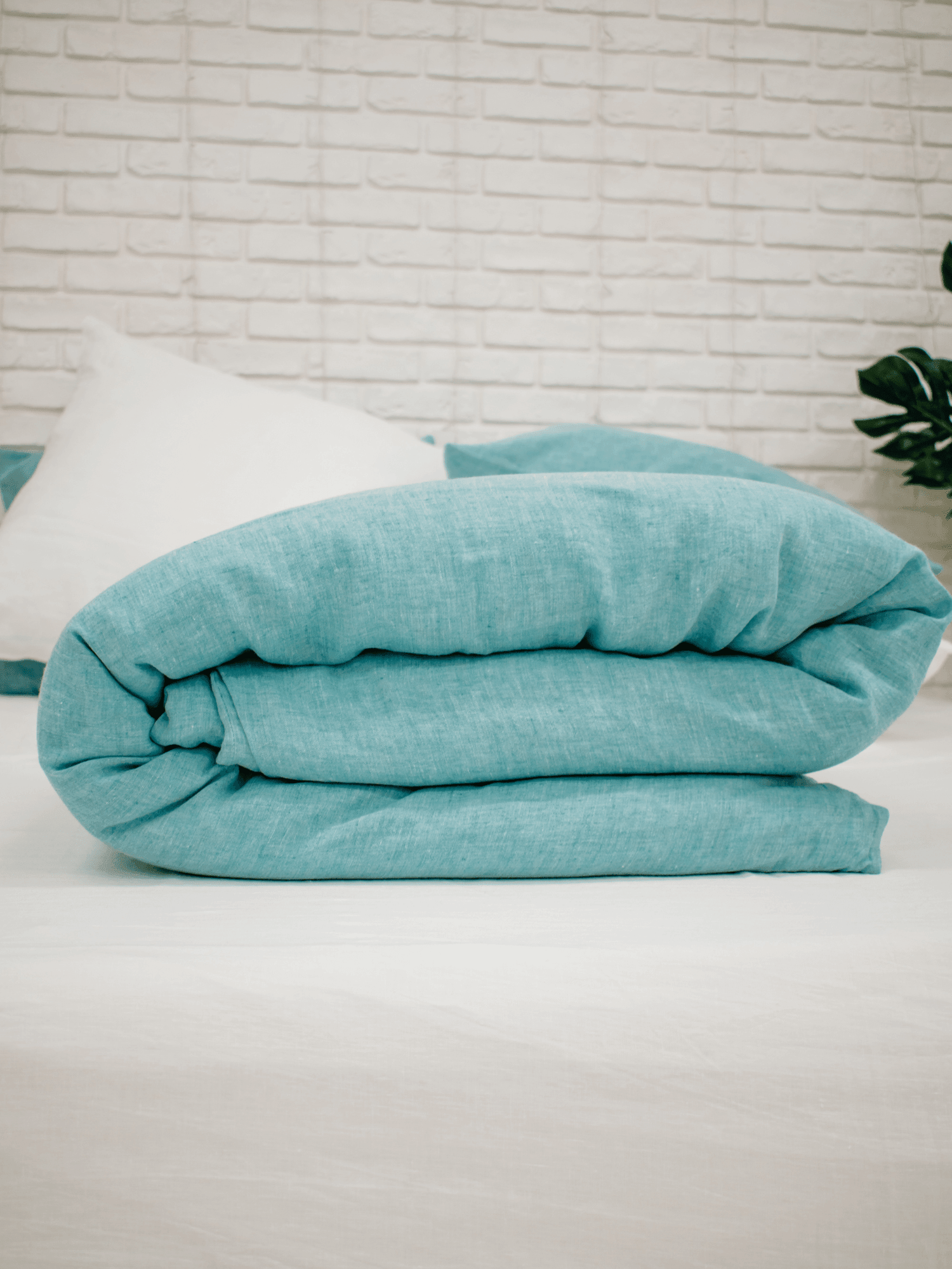 Green melange soft linen duvet cover - Bedroom, Linen duvet cover - FlaxLin Eco Textiles