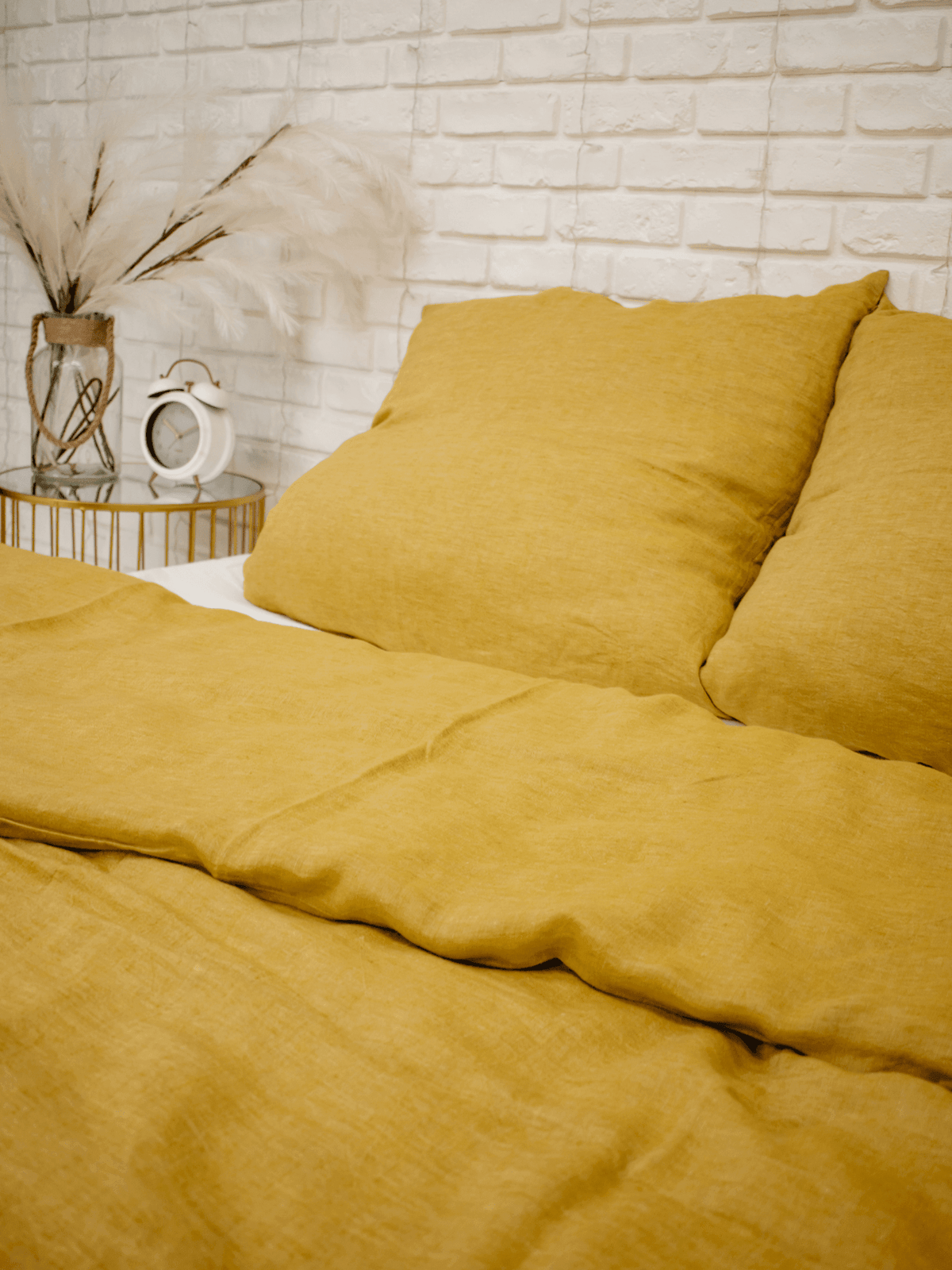 Linen Duvet Cover Set in Yellow (3 items) - Bedroom, Linen duvet cover - FlaxLin Eco Textiles