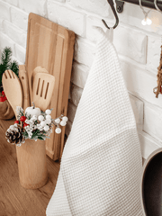 Snow white linen waffle towel - Towel - FlaxLin Eco Textiles