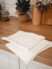 Snow white linen waffle towel - Towel - FlaxLin Eco Textiles