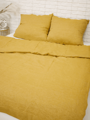 Yellow soft linen duvet cover - Bedroom, label, Linen duvet cover - FlaxLin Eco Textiles